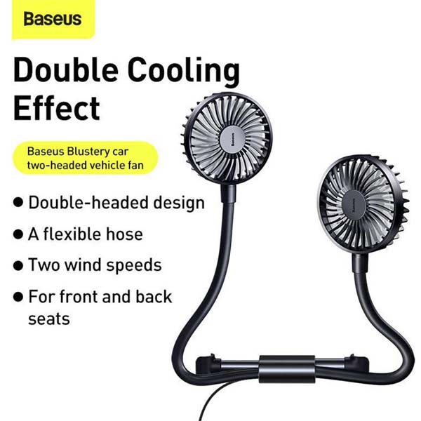 Baseus Blustery Car Two-headed Vehicle Two Wind Speed Car Fan
